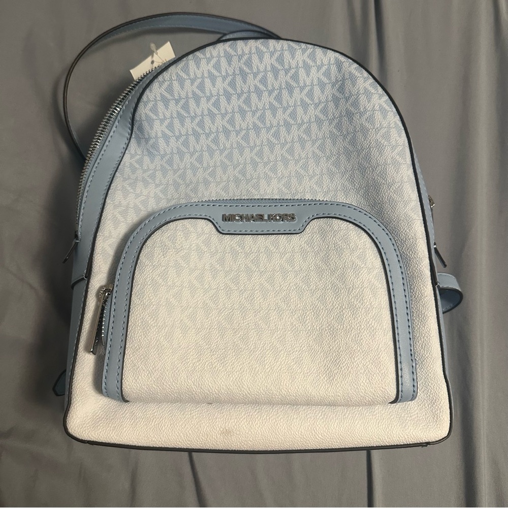 MICHAEL KORS Jaycee Medium Ombré Signature Logo Backpack Light Sky NWT